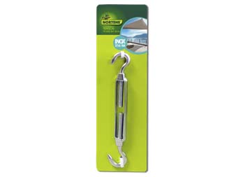 Accessories for shading systems: Double hook turnbuckle for wall installation in stainless steel