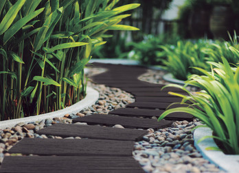 Rectangular stepping stones, grain of wood appearance