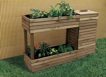 Jardinera-compostador de madera de pino