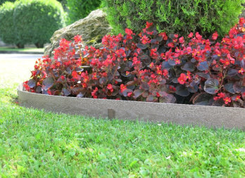 Composite bordure with a light brown colored wood texture imitation, anti-UV system